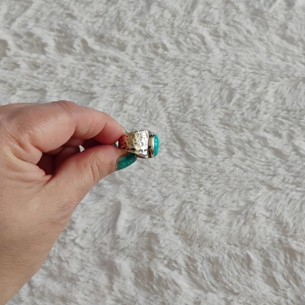 Sterling Silver Turquoise Hammered Ring